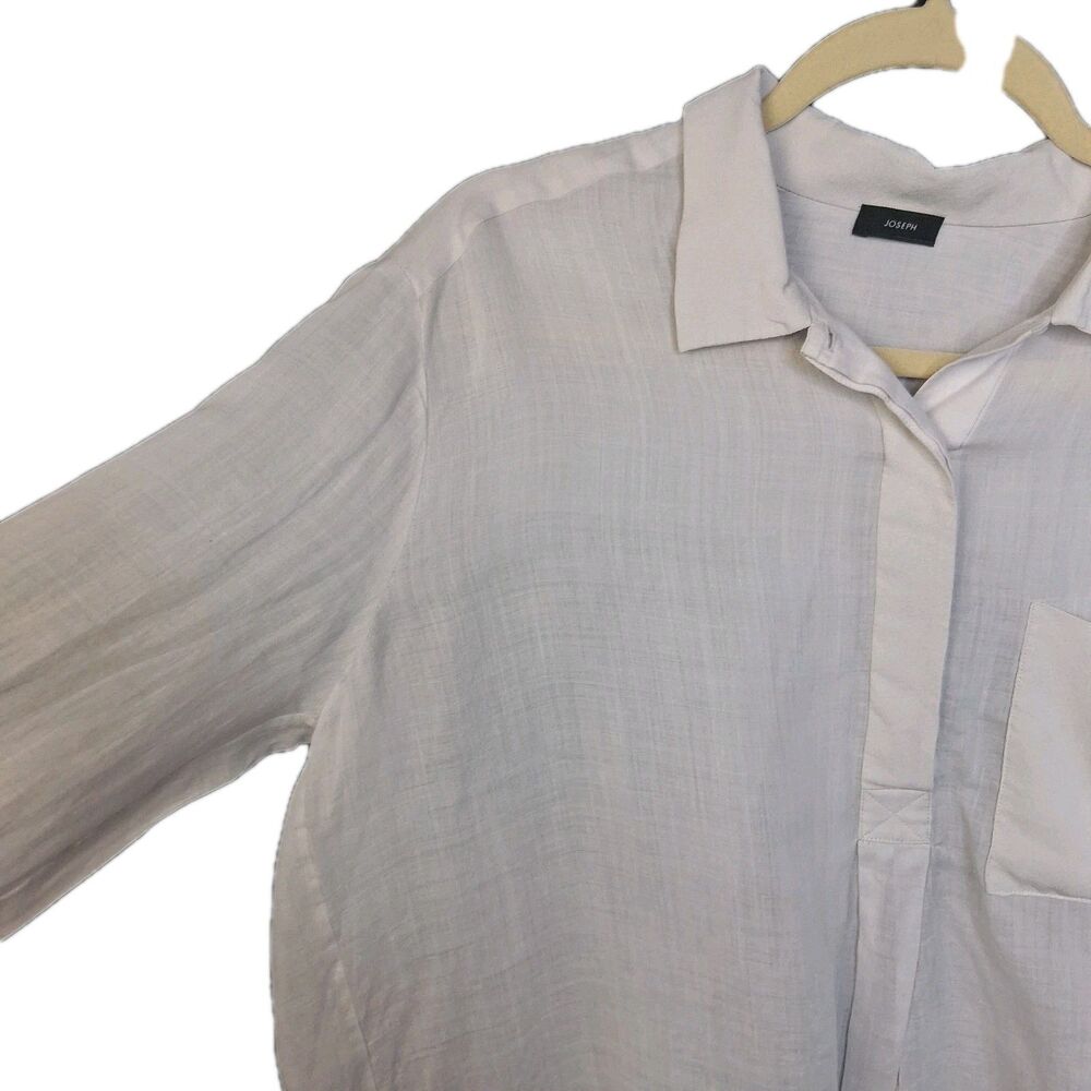 Sheer Light Gray Ramie Blouse Silk Cuffs Joseph Minimalist Top Sz 42 (US 10-12) - Picture 4 of 15